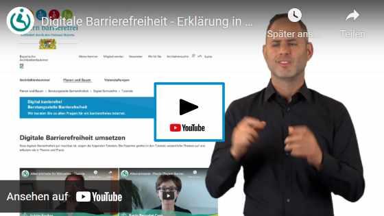 Link zum YouTube Video Digitale Barrierefreiheit - Erklärung in Gebärdensprache
